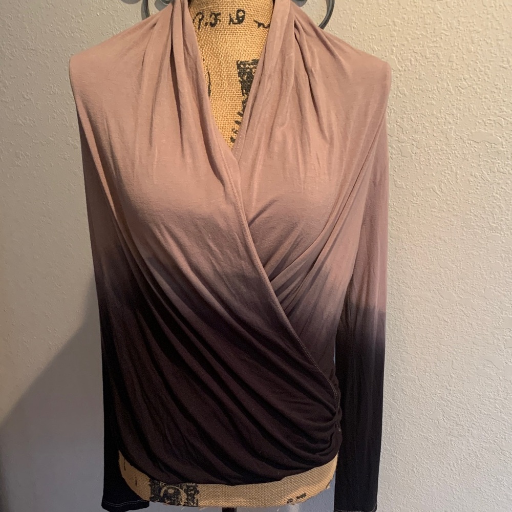 Chic Gradient Wrap Blouse